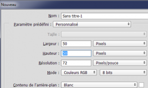 Photoshop boite de dialogue nouveau